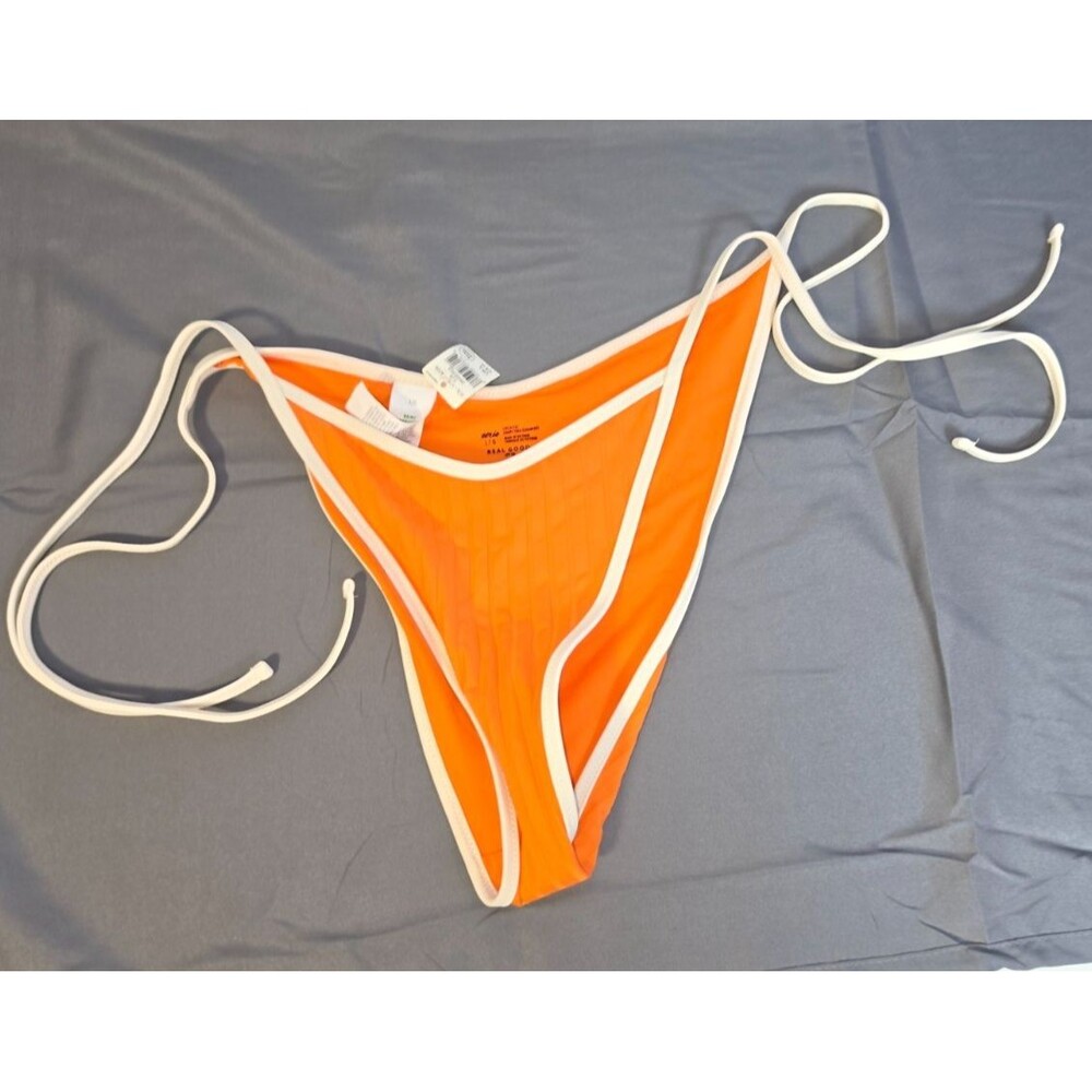 Aerie Orange Beige String Tie Sides Cheekiest Swim Bathing Suit Size Large L New